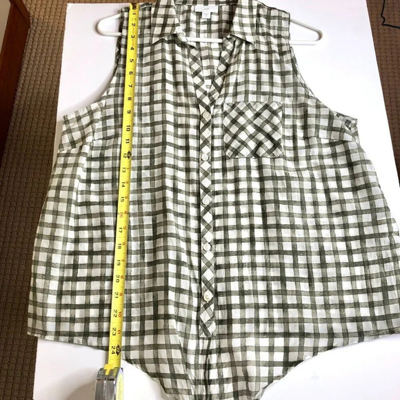 J.Jill Checkered Sleeveless Tie-Hem Blouse, Size M - Picture 7 of 10